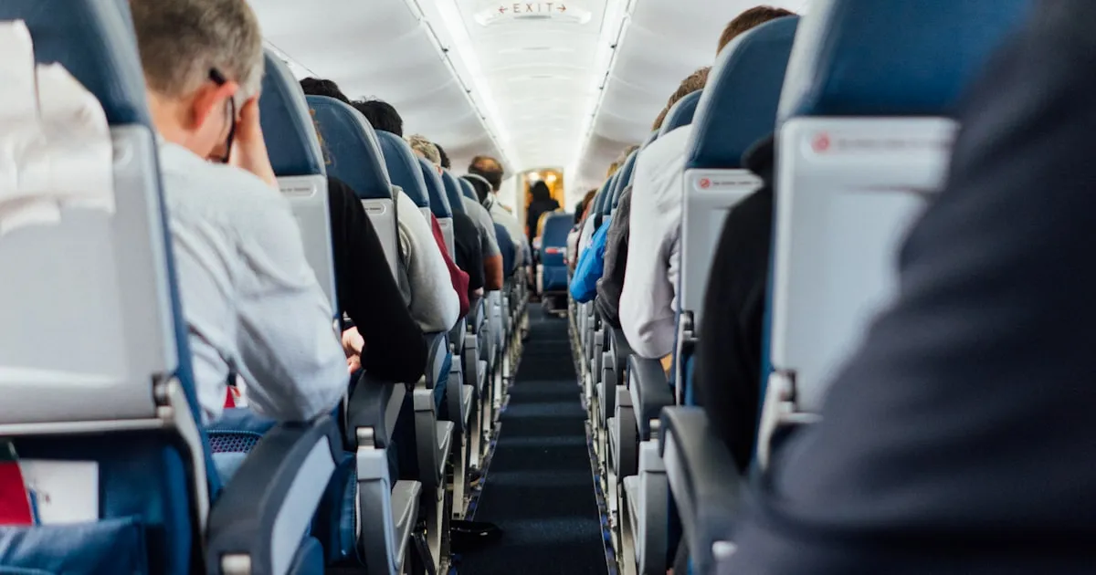 Business class cabin seats on a commercial aircraft